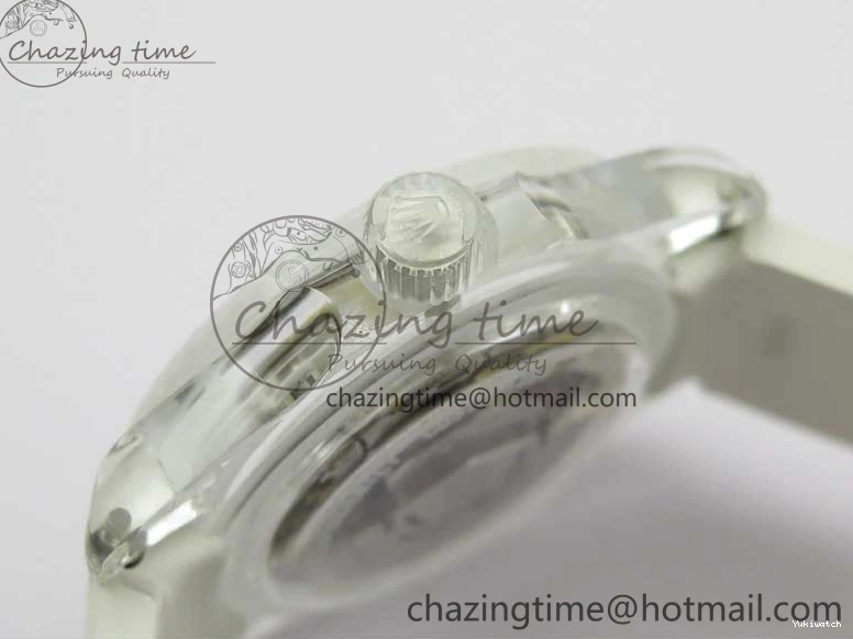 Best Phantomlab Edition 3AF White Dial Submariner VR3135 on Strap Rubber Blue Transparent Light 1109